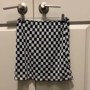 Lush Black and White Checkered Mini Skirt